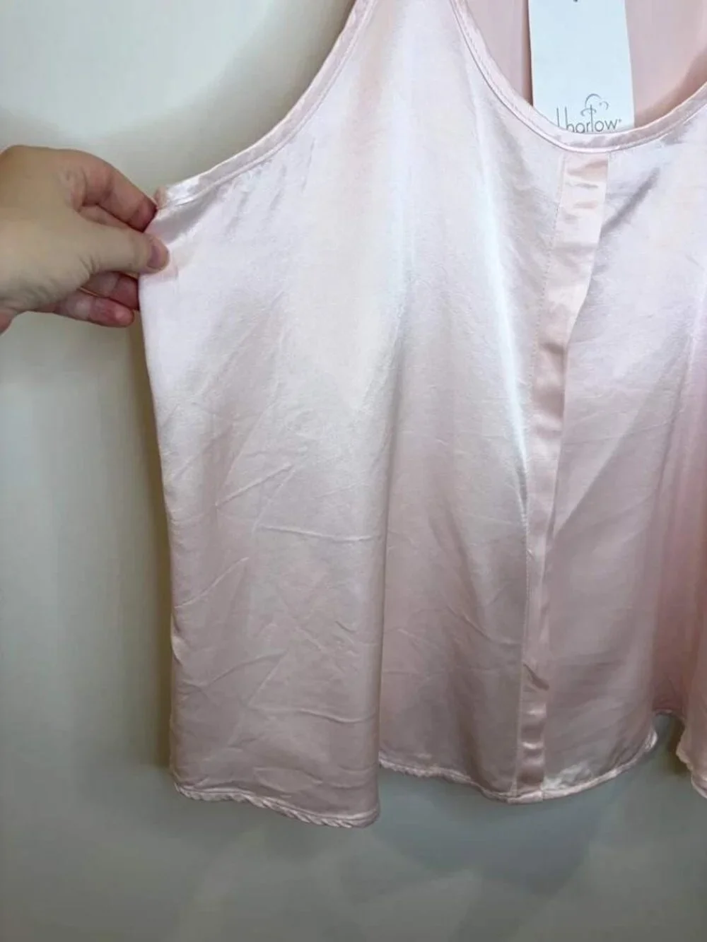 NWT PJ Harlow Babe Satin Cami M Pleated Front And Adjustable Straps Blush Pink